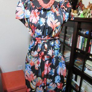 Romper/Sundress, Black floral print XL